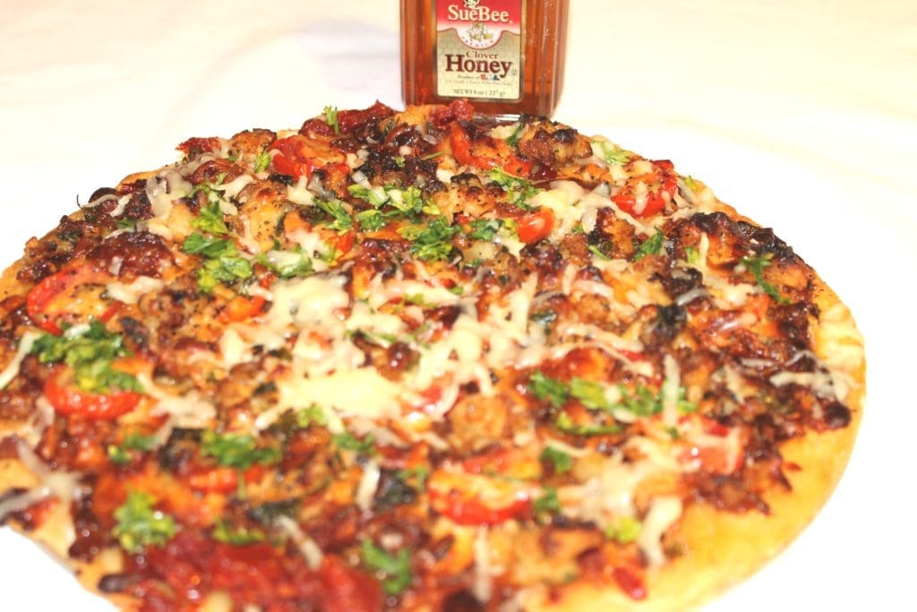 Savory Sweet Lobster Pizza with Honey Bacon Onion Jam and Honey Dijon Drizzle - Sioux Honey Association Co-Op