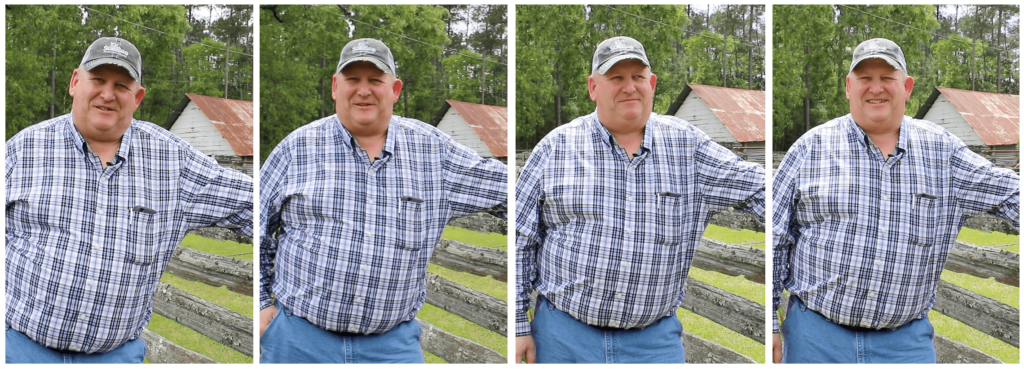 Four photos of beekeeper Bob Morlock.