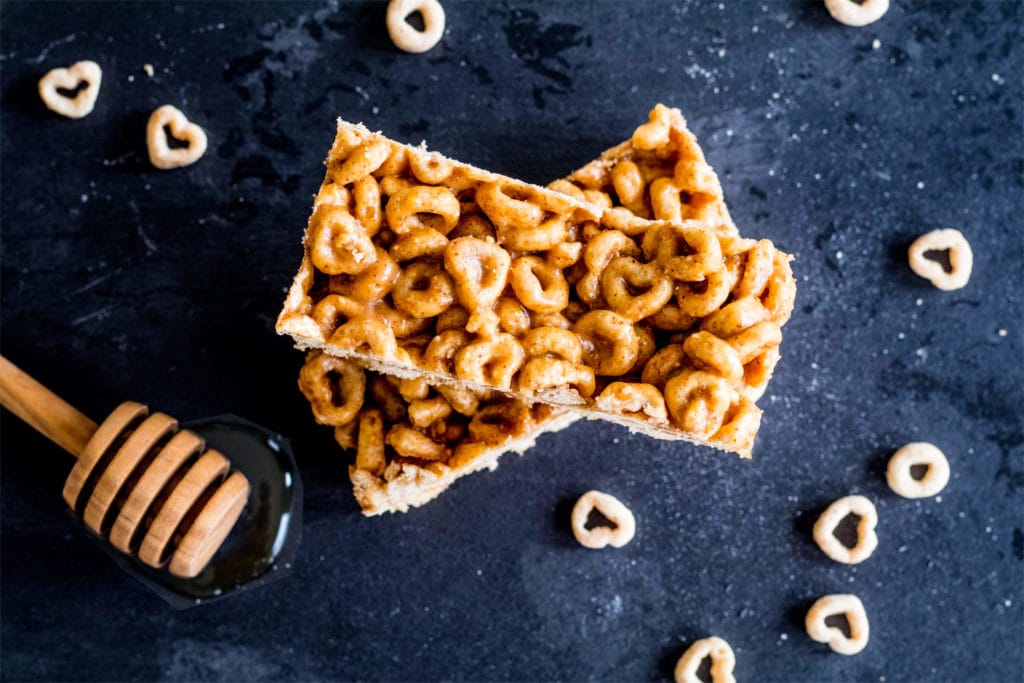 Photo of Honey PB Cheerio Bars.