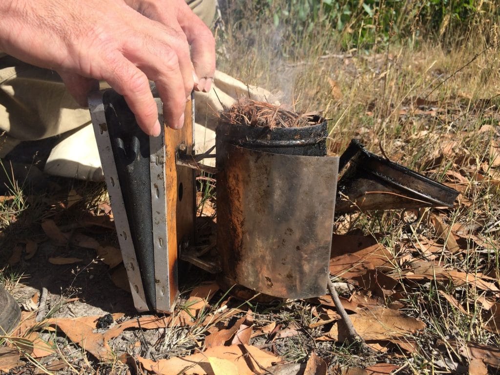 Photo of a beehive smoker